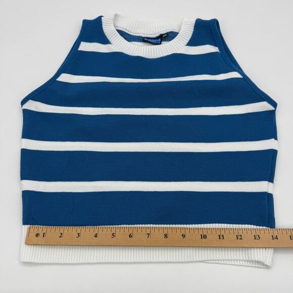 ELHOFFER Nautical Crop Fitted Knit Tank Size 2X US L Crew Neck Sailor Stripe USA - Picture 6 of 8